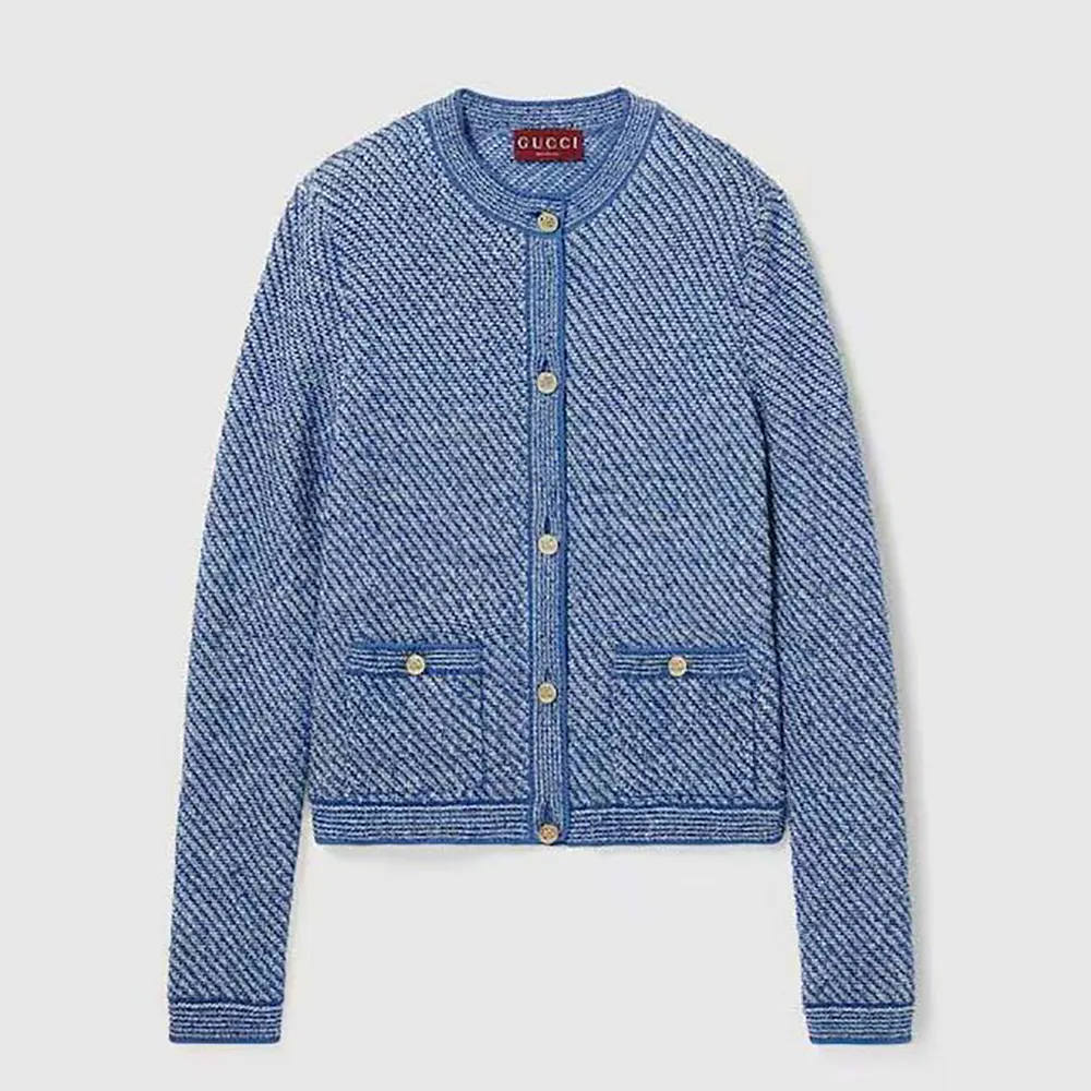 Gucci Women Fine Cotton Crewneck Cardigan 818643XKENR4179