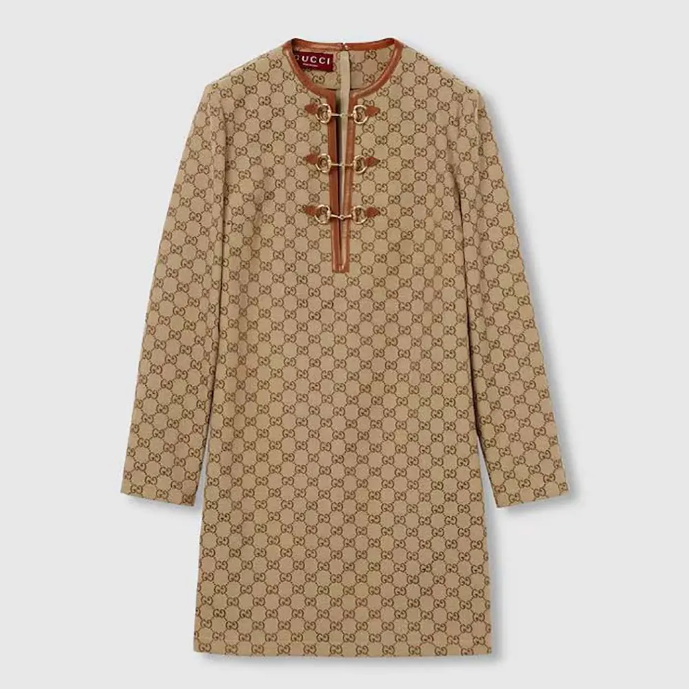 Gucci Women GG Canvas Dress with Horsebit 820404Z8BZA2190