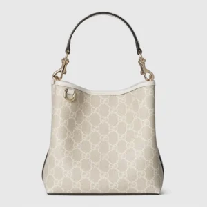 Gucci Women GG Emblem Mini Bucket Bag-White 815118FAD6L9641