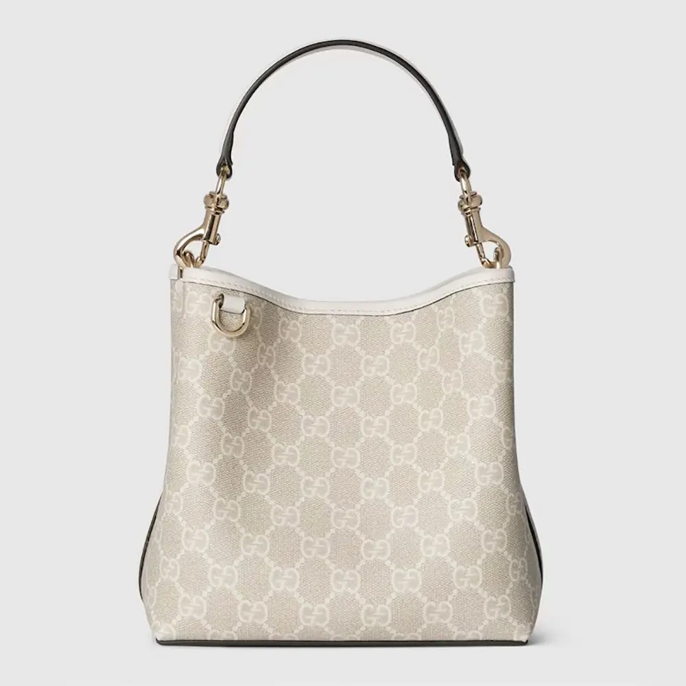 Gucci Women GG Emblem Mini Bucket Bag-White 815118FAD6L9641