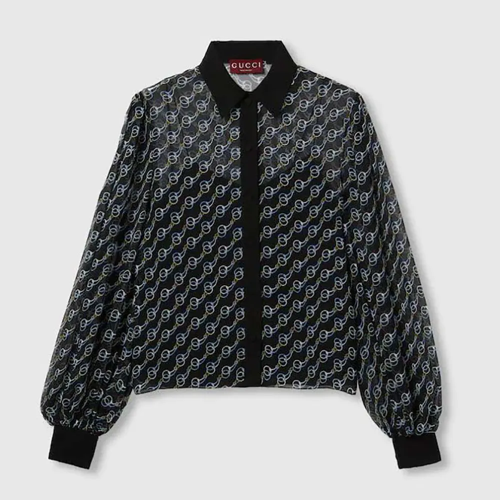 Gucci Women Printed Silk Creponne Shirt 818460ZASJ91149