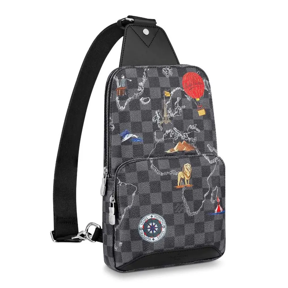 Louis Vuitton LV Unisex Avenue Damier World Bag Damier Graphite Coated Canvas