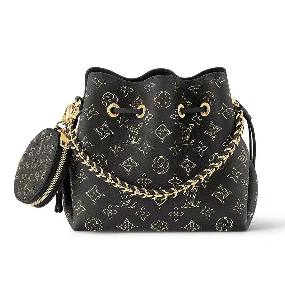 Louis Vuitton LV Women Bella Bucket Bag in Mahina Calfskin Leather-Black Louis Vuitton LV Women Bella Bucket Bag in Mahina Calfskin Leather-Black