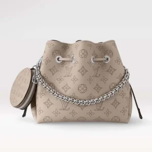 Louis Vuitton LV Women Bella Bucket Bag in Mahina Calfskin Leather-Gray M57201