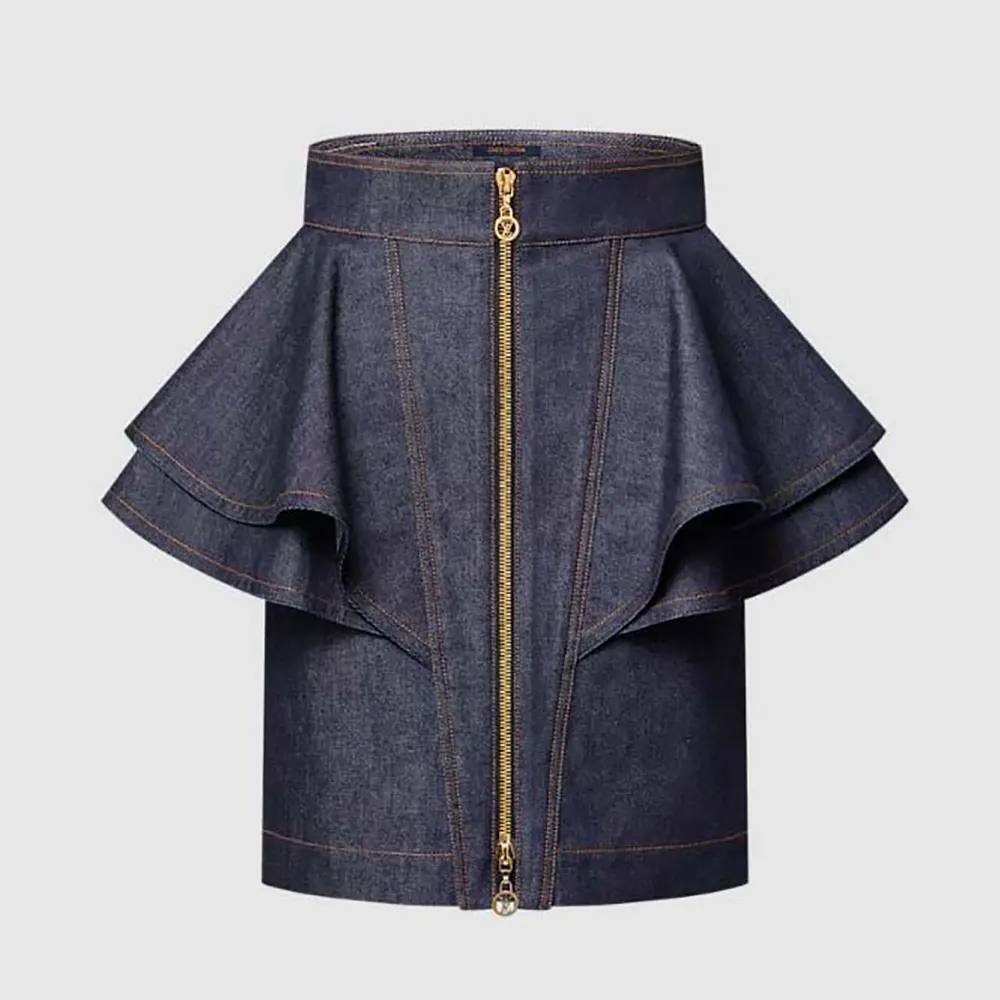 Louis Vuitton LV Women Denim Flounce Skirt 1AHGXT