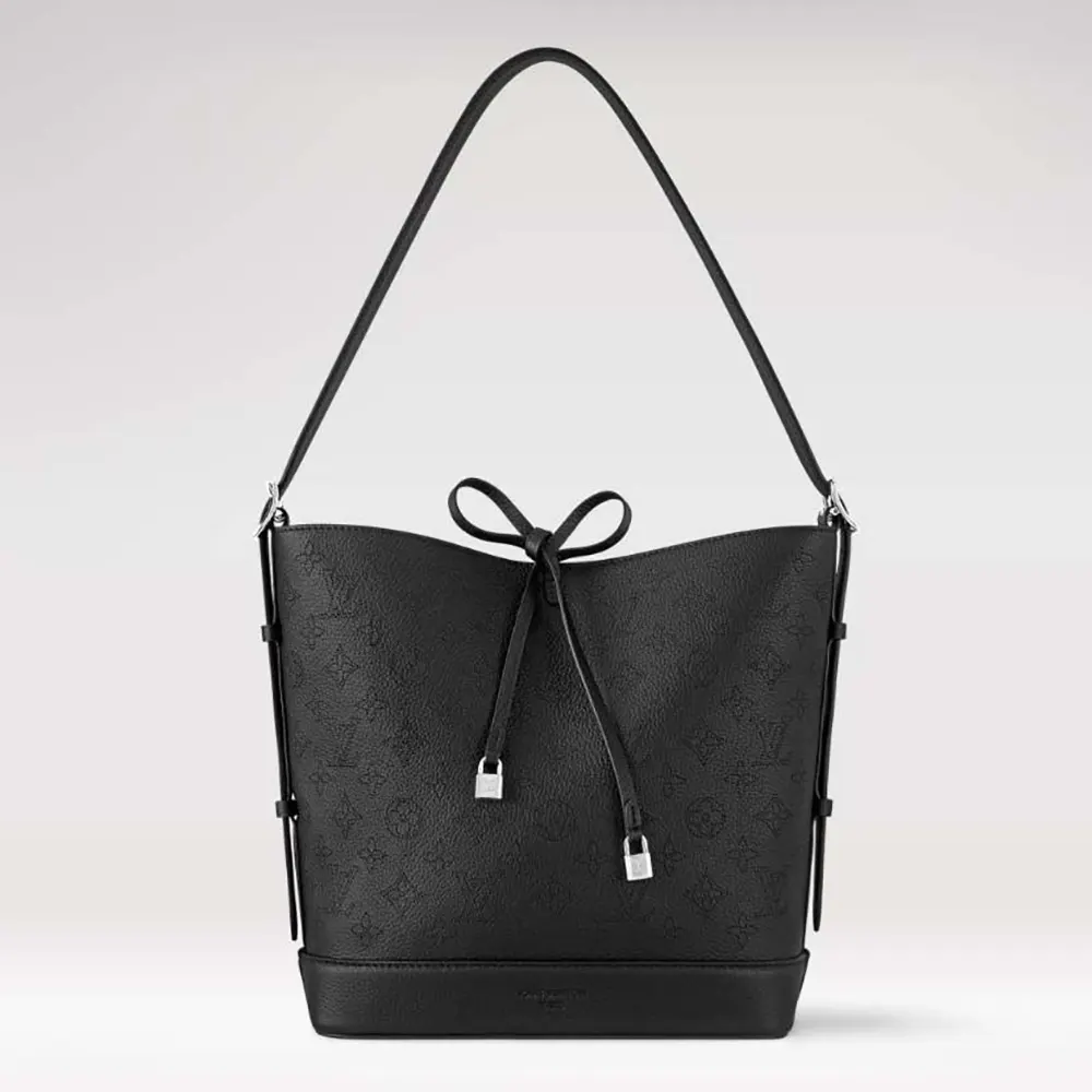 Louis Vuitton LV Women Flore Perforated Mahina Calfskin Leather-Black M12139