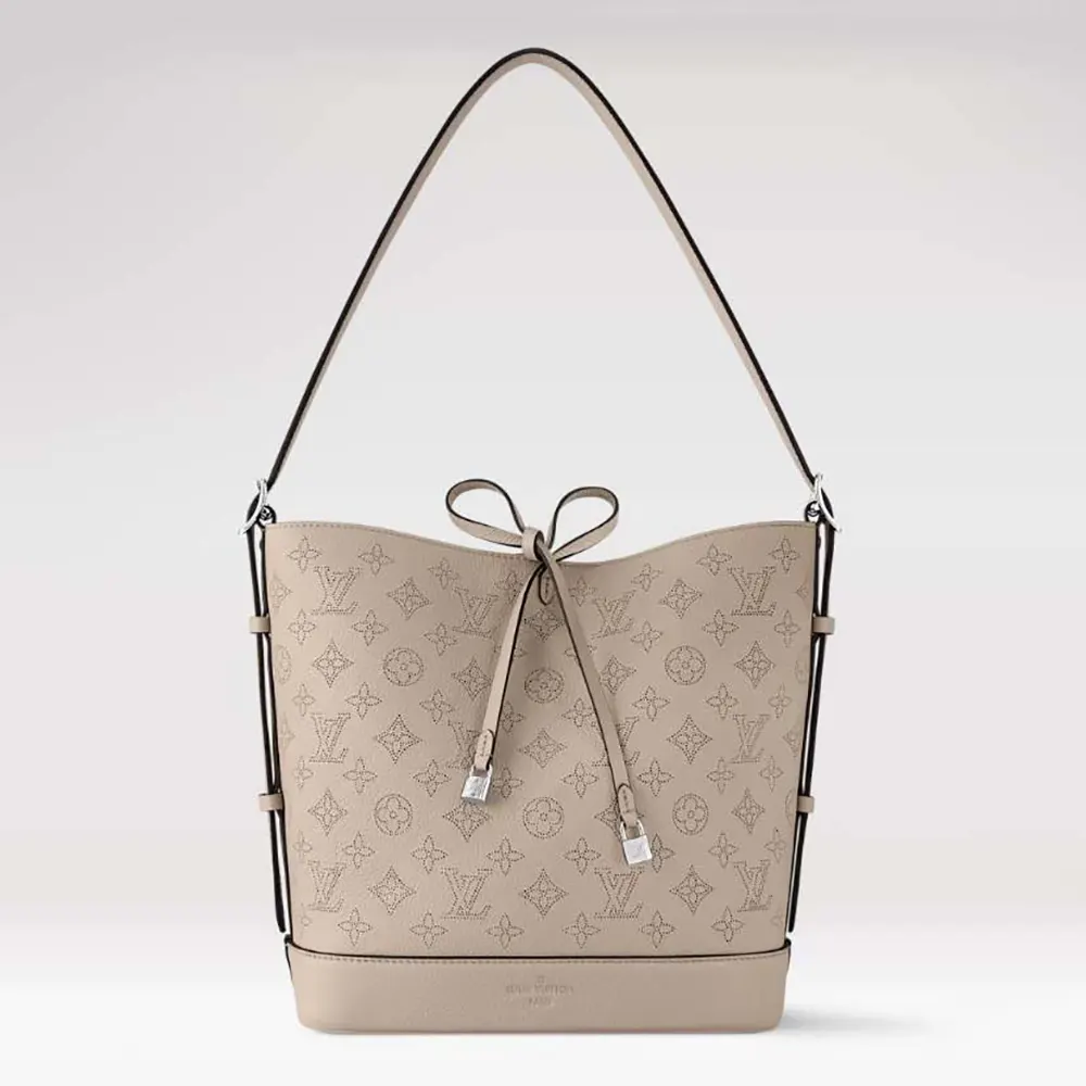 Louis Vuitton LV Women Flore Perforated Mahina Calfskin Leather-Gray M12140