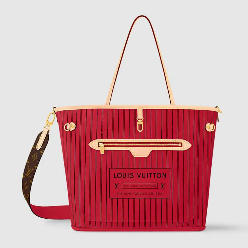Louis Vuitton LV Women Neverfull Bandoulière Inside Out MM-Red M12096