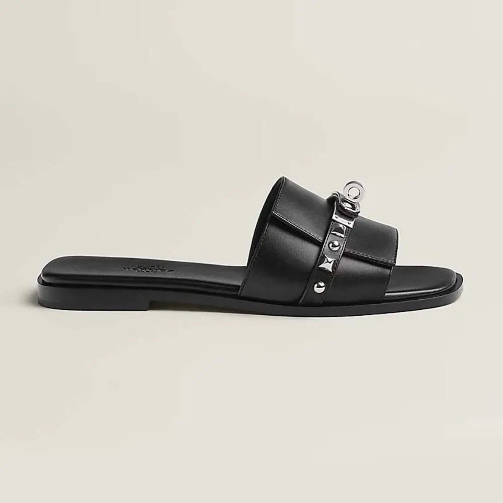 Hermes Unisex Giulia Sandal-Black H242099Z