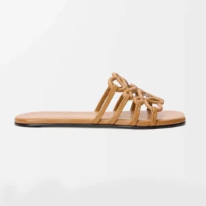 Loewe Women Petal Anagram Slide in Soft Calfskin-Brown