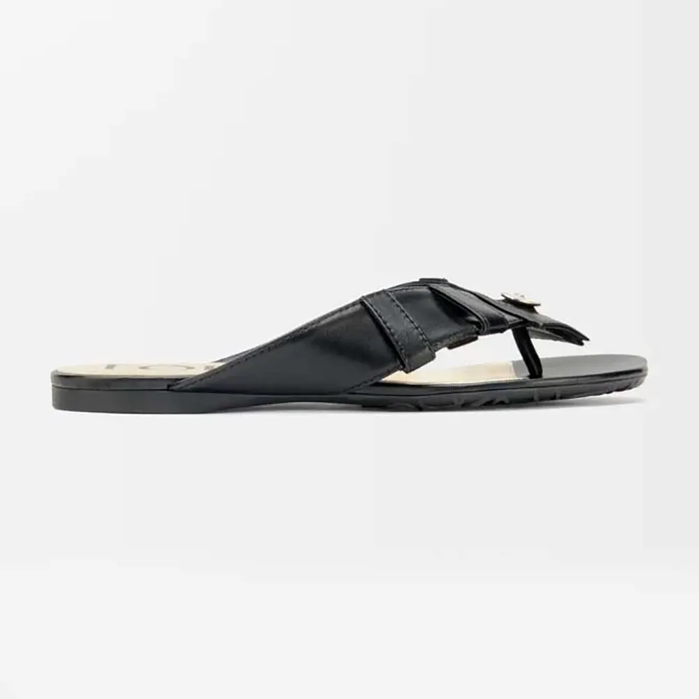 Loewe Women Toy Panta Toe Post Sandal in Lambskin-Black