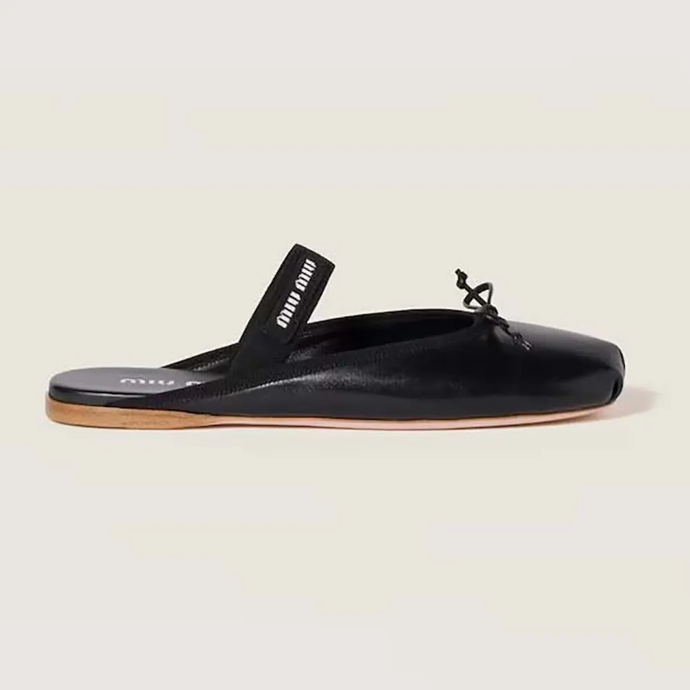 Miu Miu Women Leather Ballerina Mules-Black 5F451E