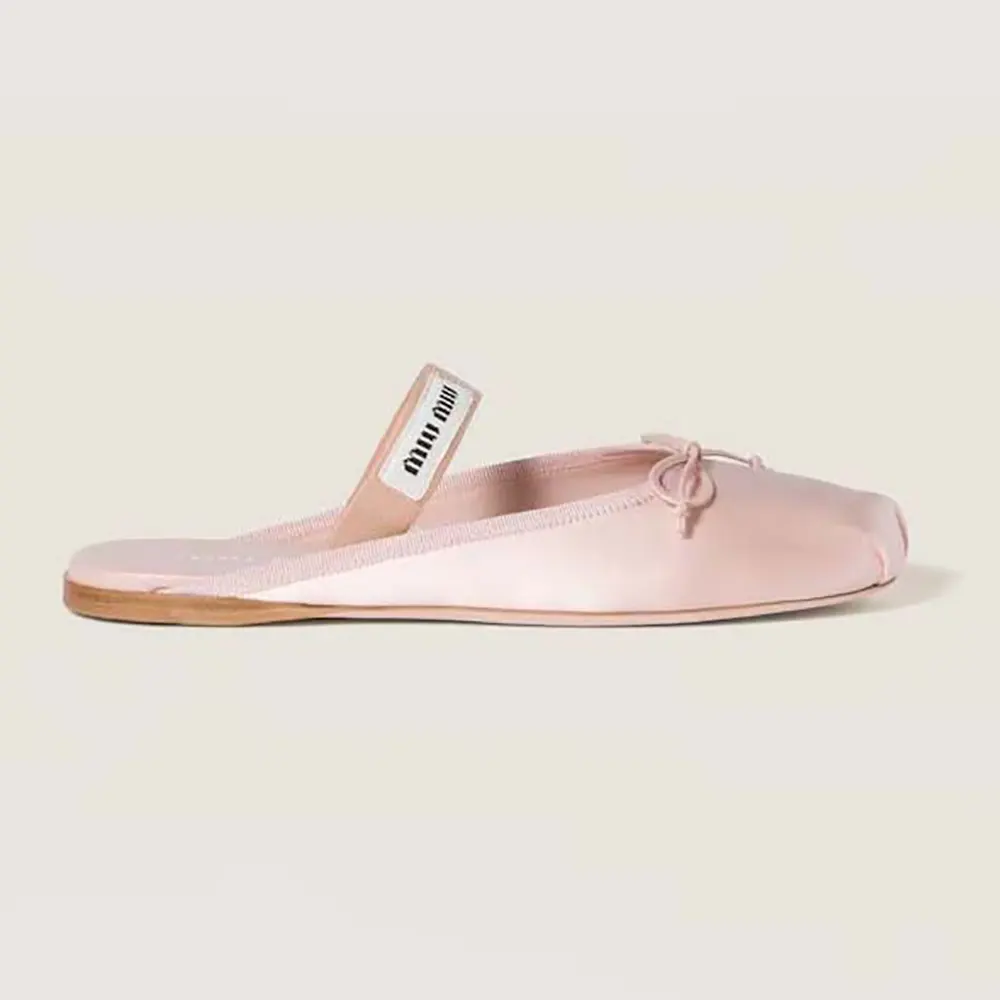 Miu Miu Women Satin Ballerina Mules-Pink 5F451E