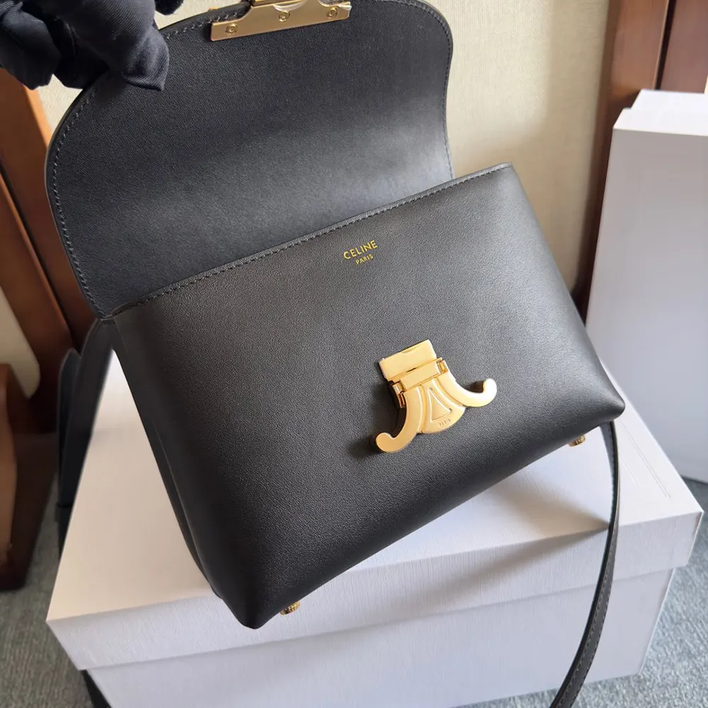 Celine Women Teen Nino Bag in Smooth Satinated Calfskin-Black