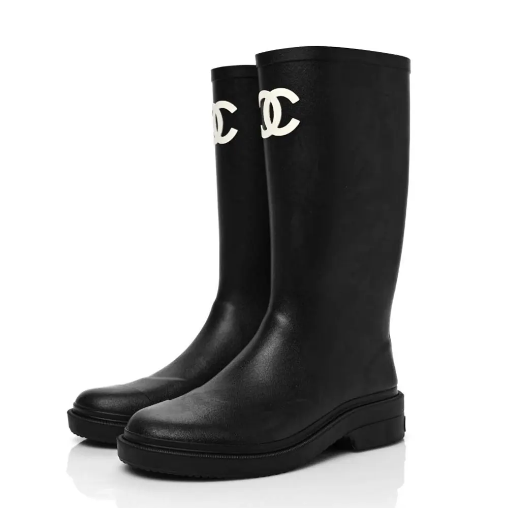 Chanel Women Caoutchouk CC High Boots-Black