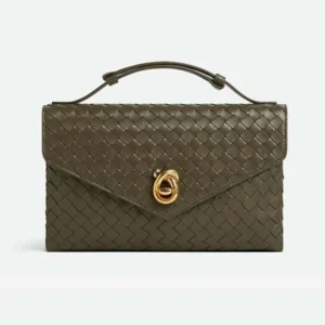 Bottega Veneta Women Knot Lock in Intrecciato Piccolo Leather-Dark Green