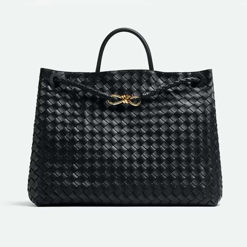 Bottega Veneta Women Large Andiamo in Lambskin Leather-Black
