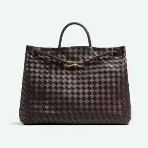 Bottega Veneta Women Large Andiamo in Lambskin Leather-Chocolate Brown