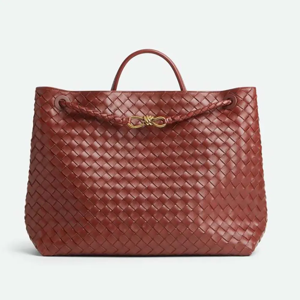 Bottega Veneta Women Large Andiamo in Lambskin Leather-Dark Red