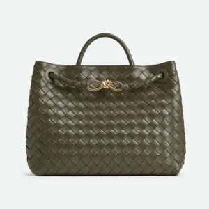Bottega Veneta Women Medium Andiamo in Supple Intrecciato Leather-Dark Green