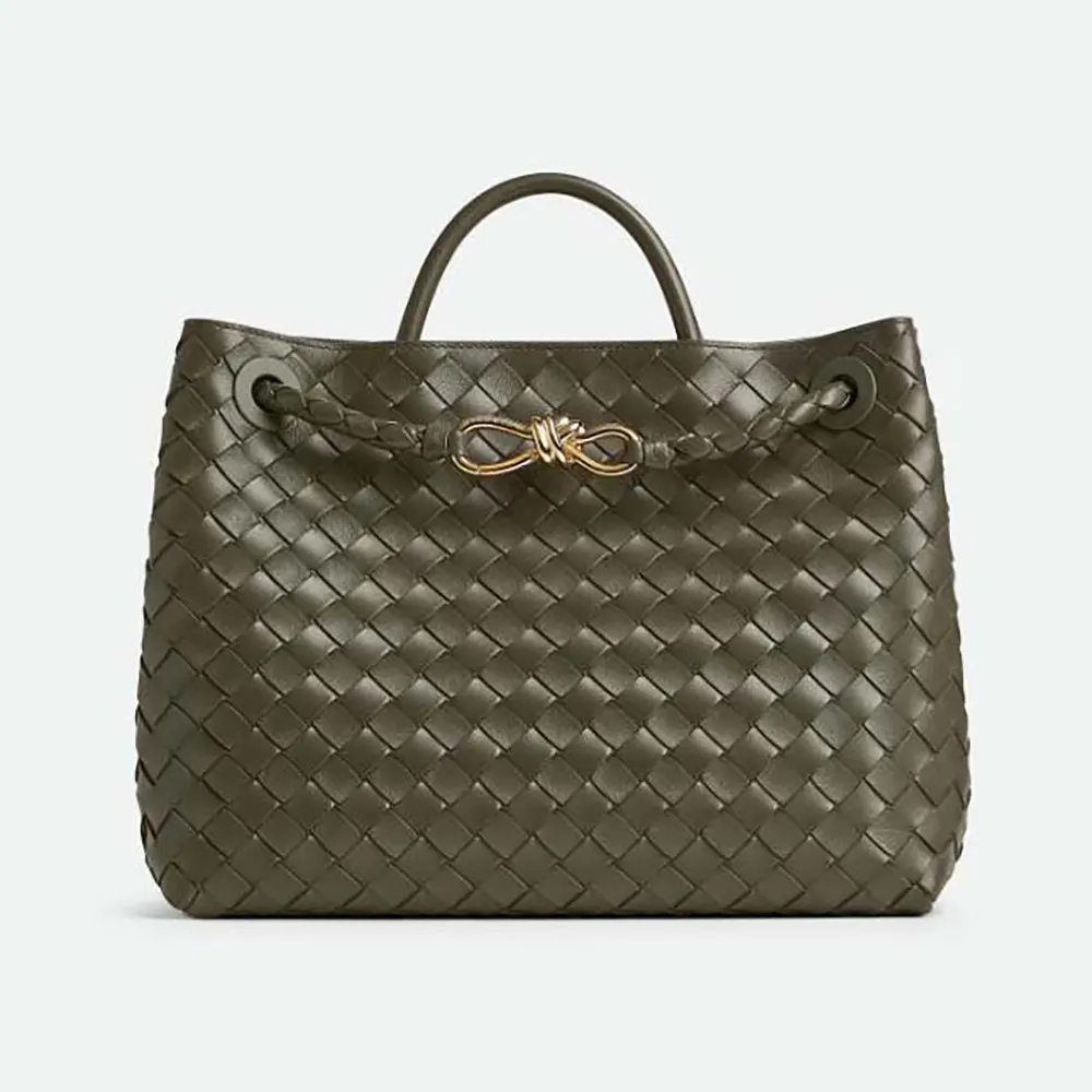 Bottega Veneta Women Medium Andiamo in Supple Intrecciato Leather-Dark Green