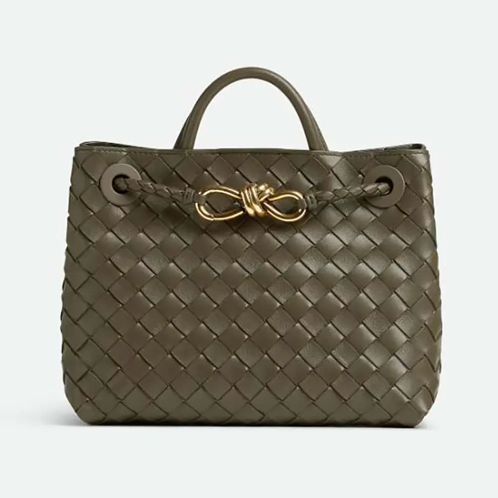 Bottega Veneta Women Small Andiamo Intrecciato Leather Top Handle Bag-Dark Green