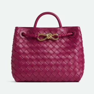 Bottega Veneta Women Small Andiamo Intrecciato Leather Top Handle Bag-Rose