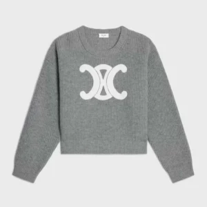 Celine Women Crew Neck Sweater In Ribbed Wool RY0GS423P