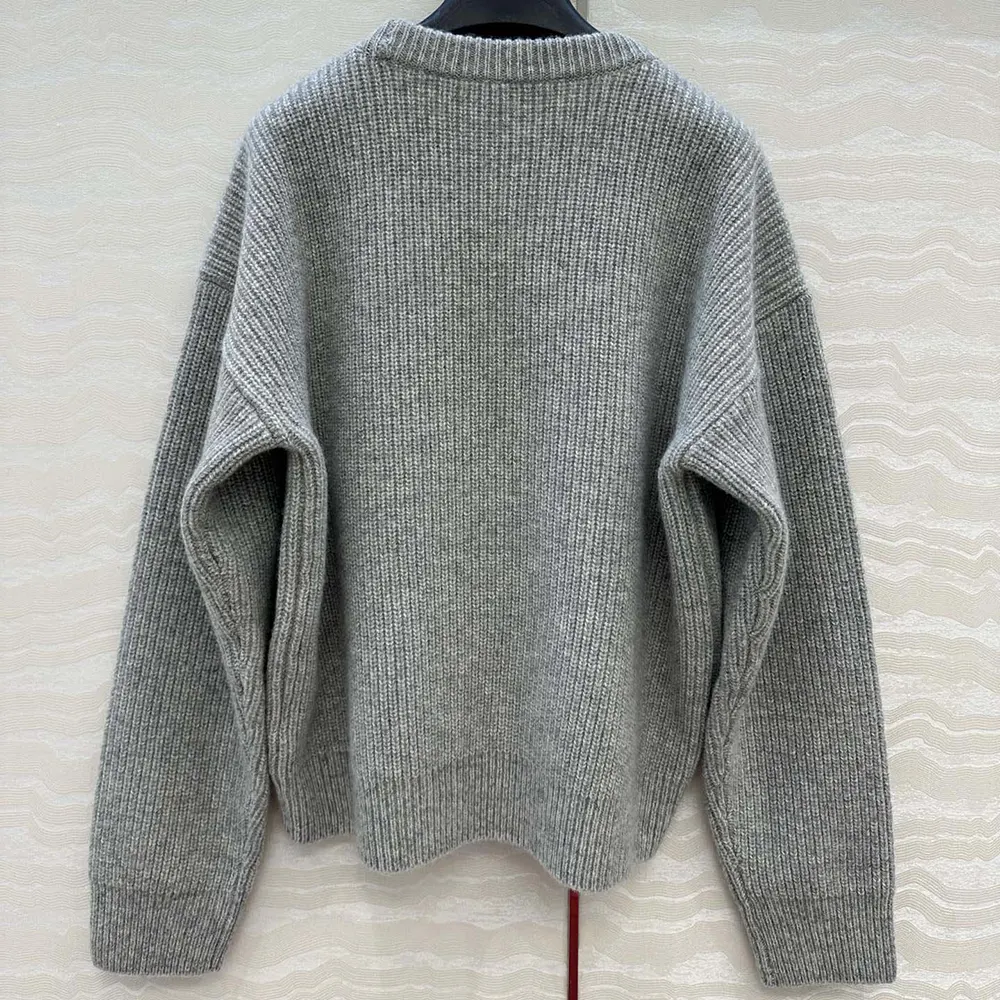 Celine Women Crew Neck Sweater In Ribbed Wool RY0GS423P