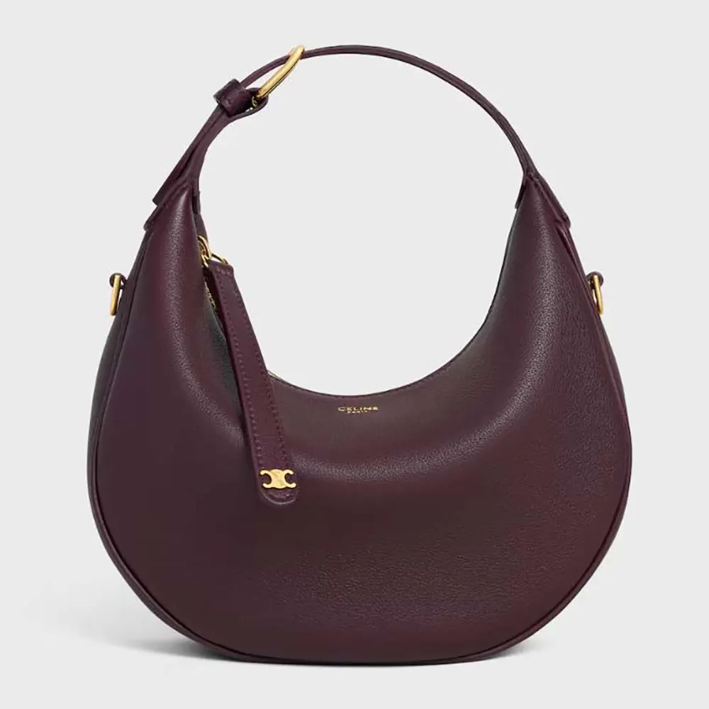 Celine Women Teen Celine Lulu in Grained Calfskin-Deep Burgundy