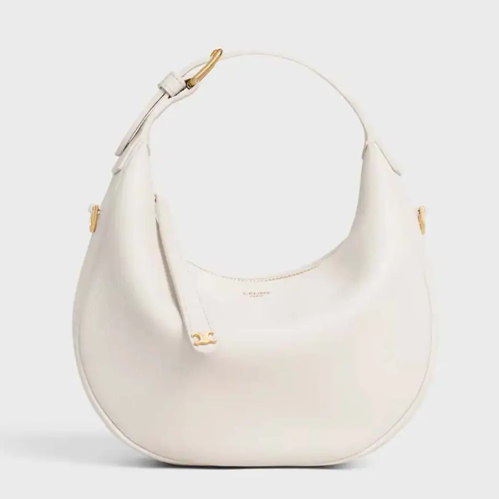 Celine Women Teen Celine Lulu in Grained Calfskin-White