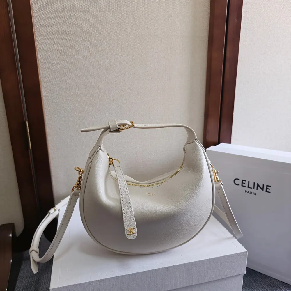 Celine Women Teen Celine Lulu in Grained Calfskin-White