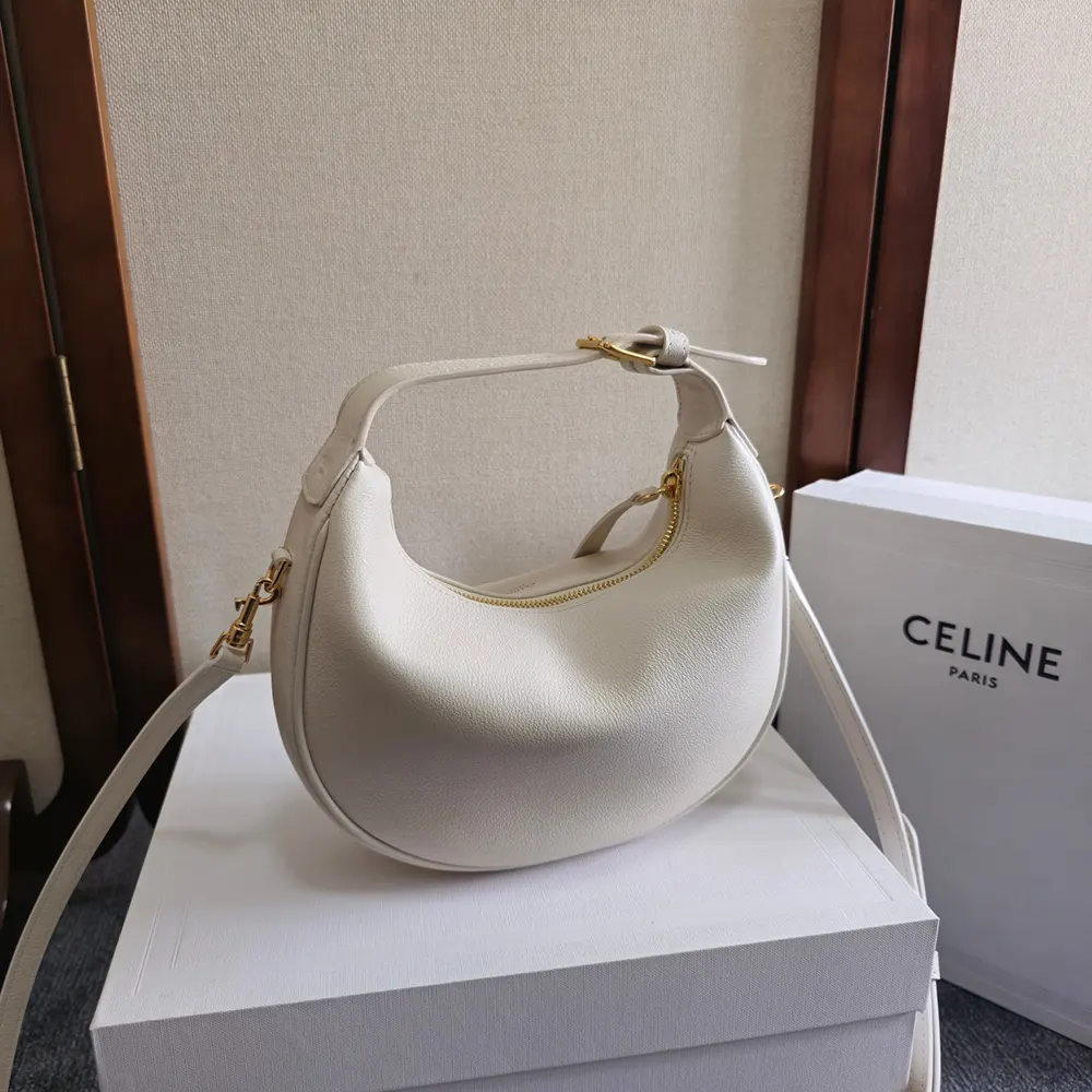 Celine Women Teen Celine Lulu in Grained Calfskin-White