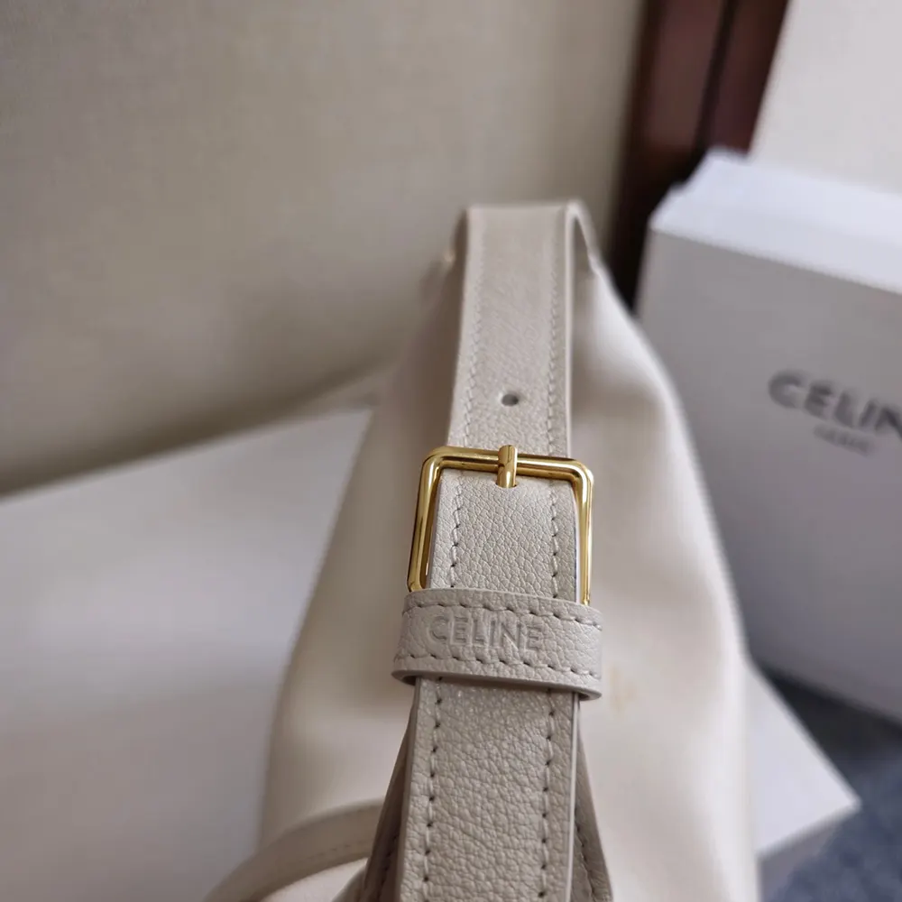 Celine Women Teen Celine Lulu in Grained Calfskin-White