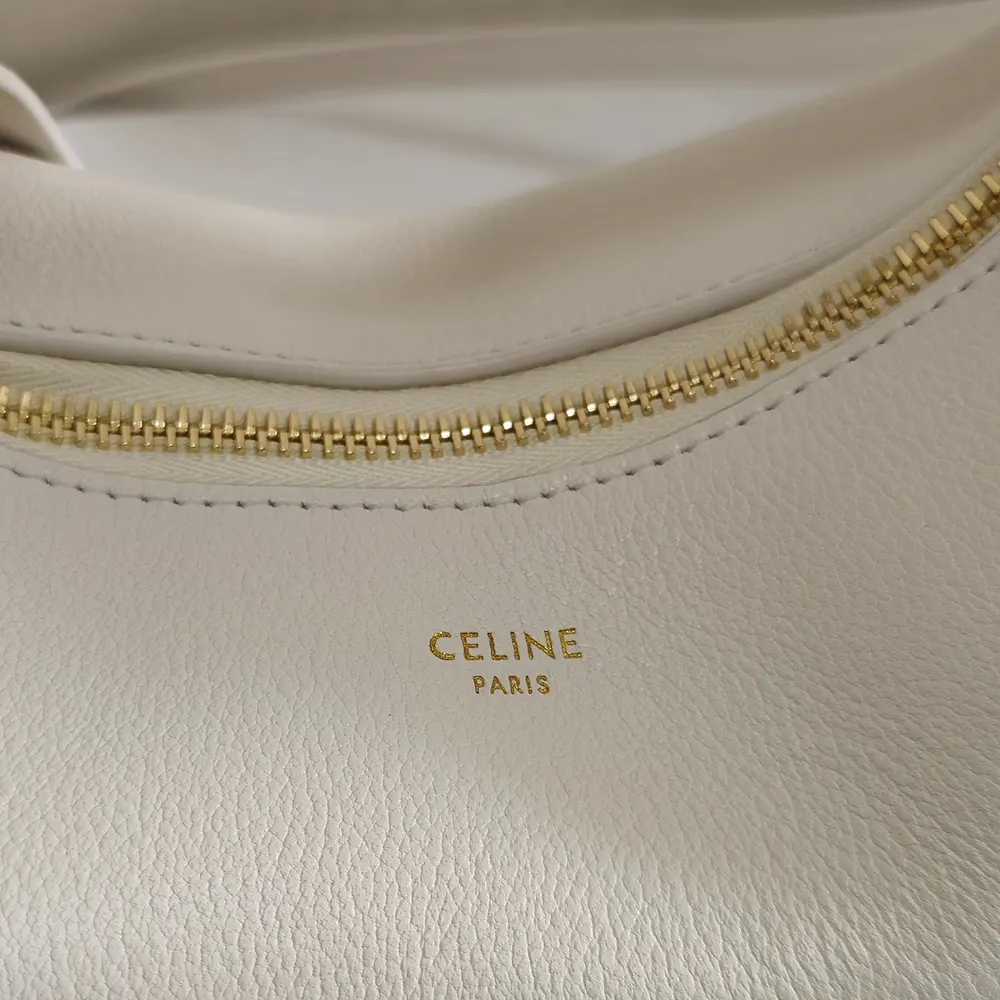 Celine Women Teen Celine Lulu in Grained Calfskin-White