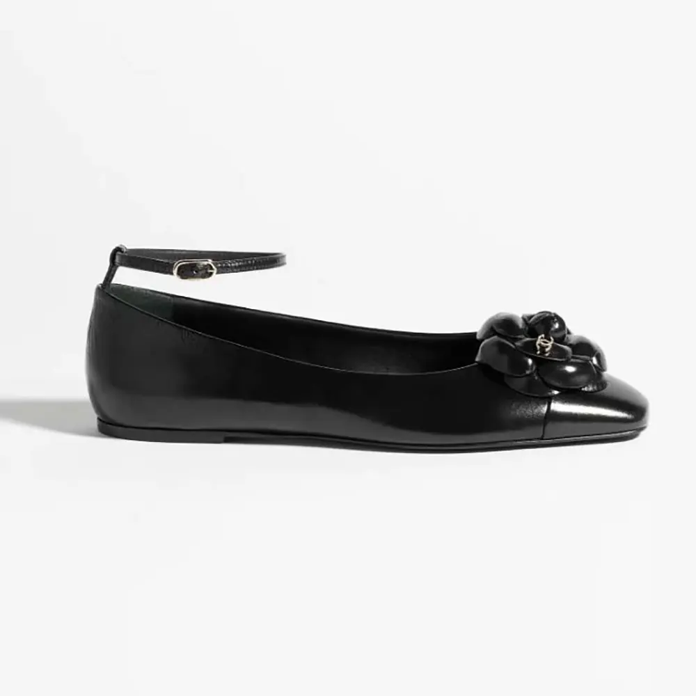 Chanel Women Ballet Flats Shiny Calfskin-Black G46520