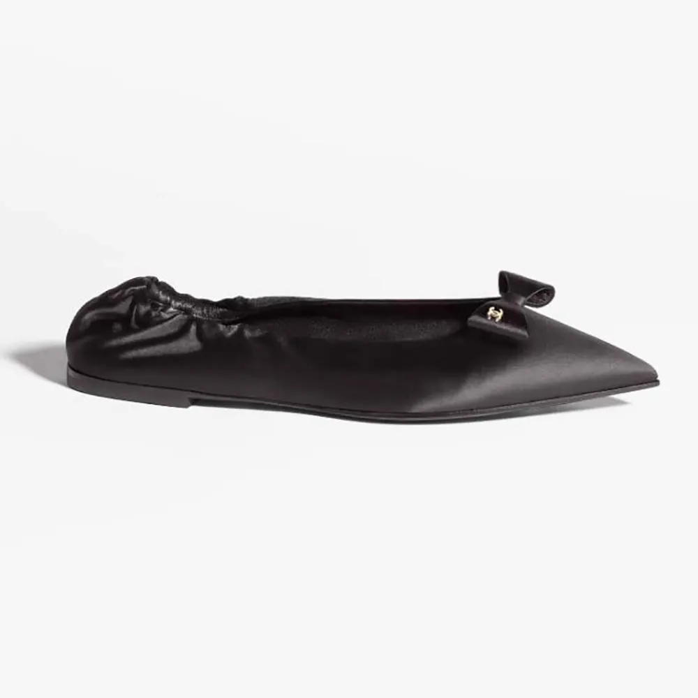 Chanel Women Ballet Flats Silk Satin-Black G46546