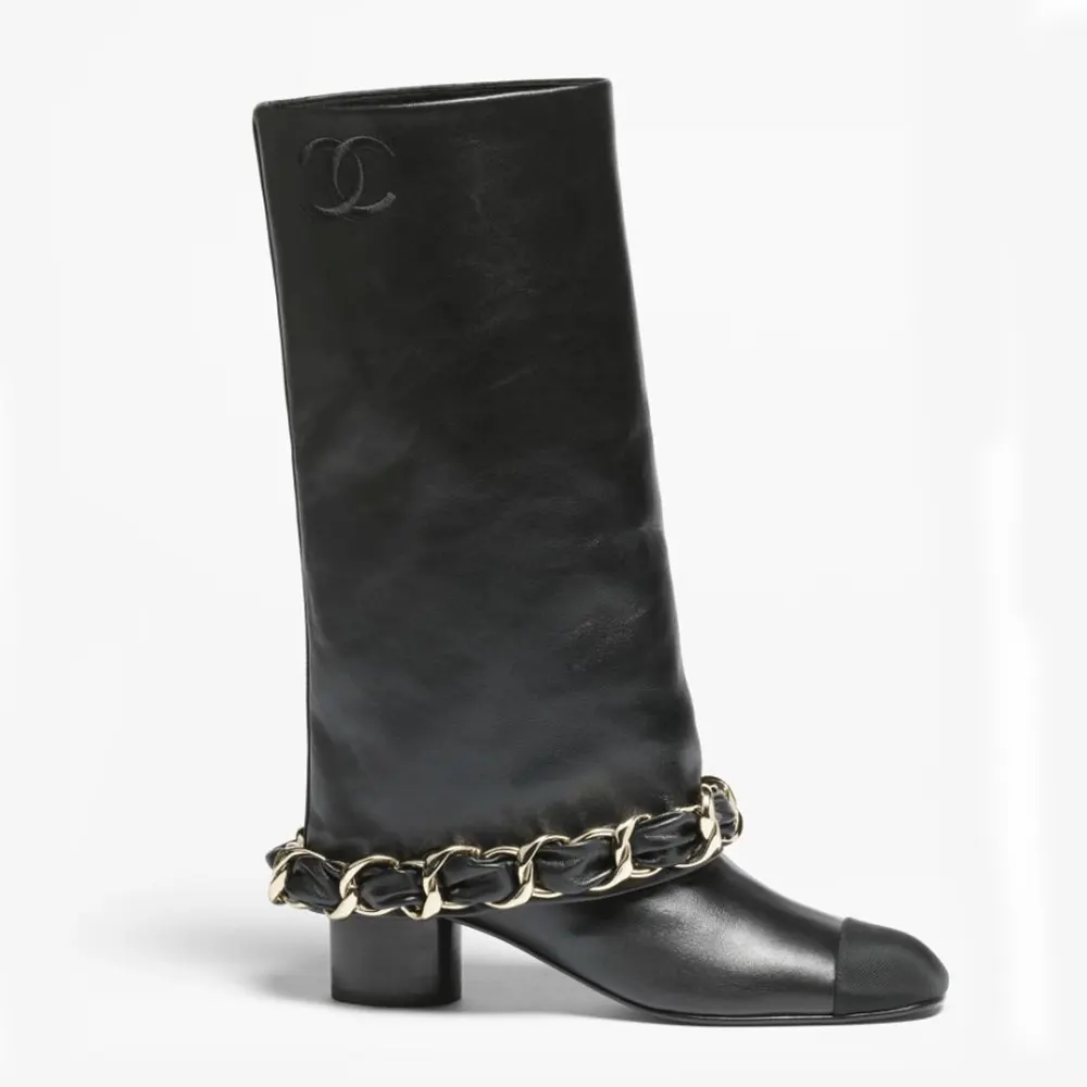 Chanel Women High Boots Lambskin Grosgrain-Black G46677
