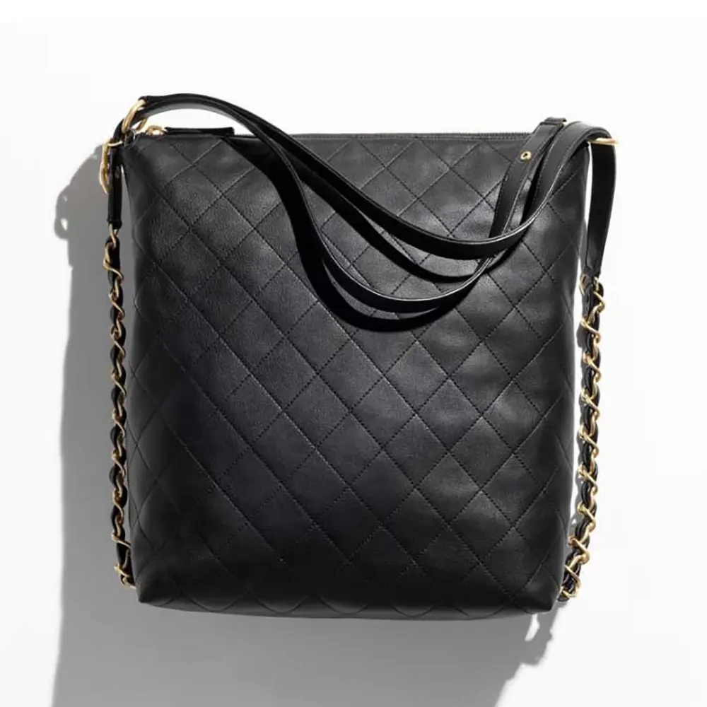 Chanel Women Large Backpack Calfskin Gold Tone Metal-Black