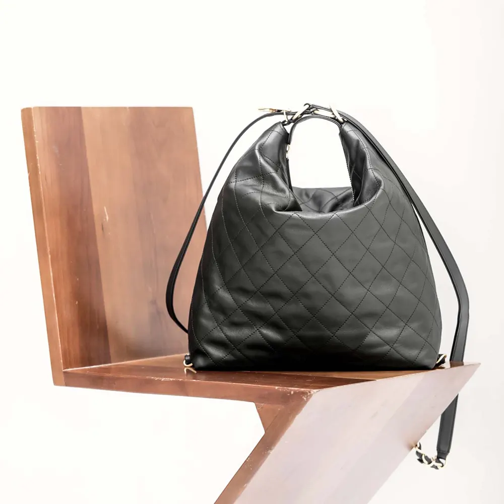 Chanel Women Large Backpack Calfskin Gold Tone Metal-Black