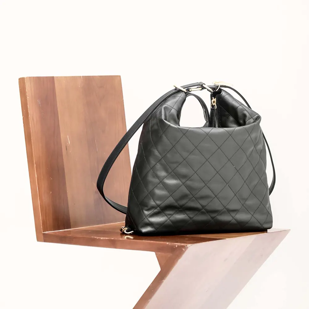 Chanel Women Large Backpack Calfskin Gold Tone Metal-Black