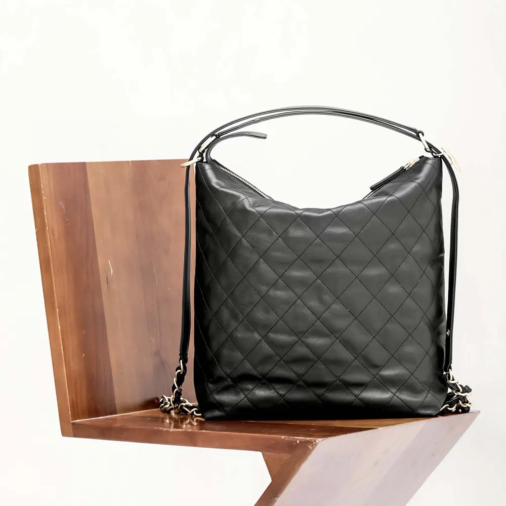 Chanel Women Large Backpack Calfskin Gold Tone Metal-Black