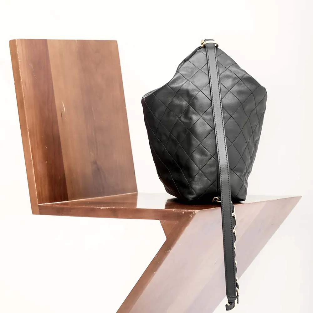 Chanel Women Large Backpack Calfskin Gold Tone Metal-Black