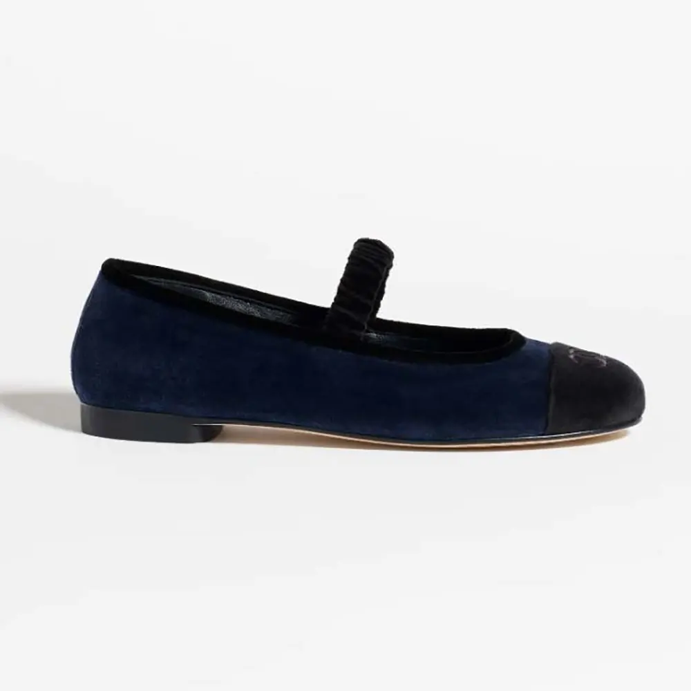 Chanel Women Mary-Janes-Velvet-Navy G46542