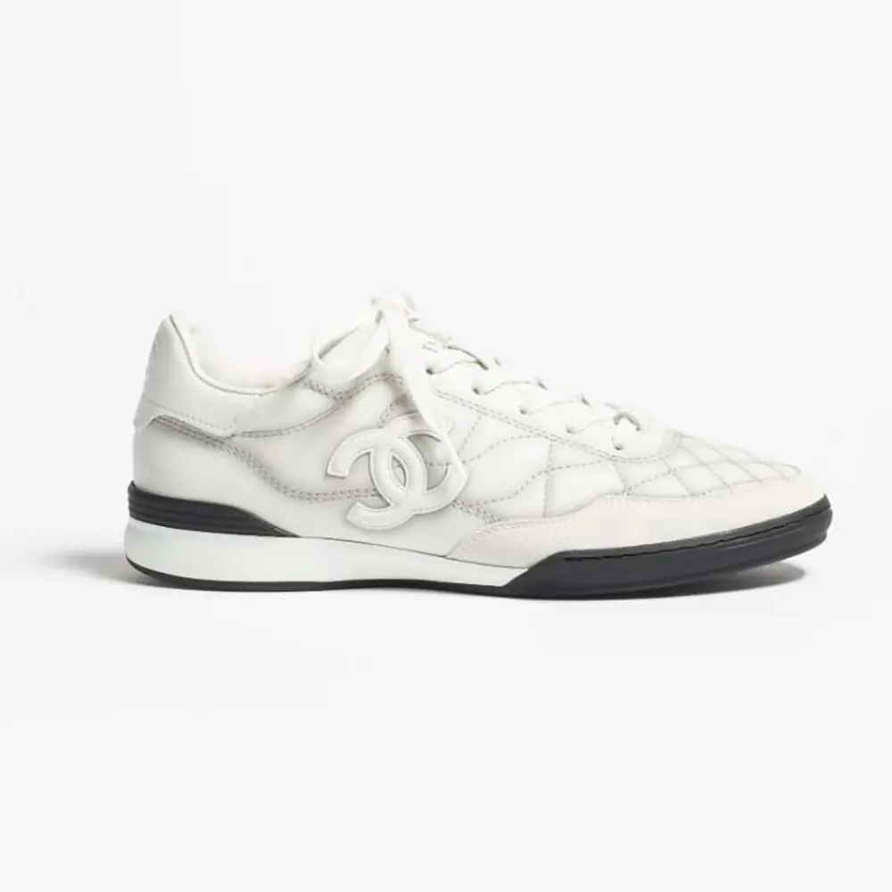 Chanel Women Sneakers Calfskin-White & Light Gray G45839