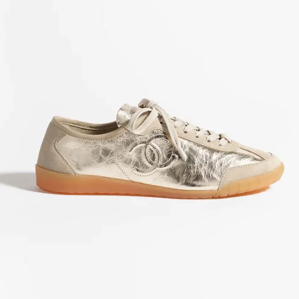 Chanel Women Sneakers Crumpled Laminated Calfskin Suede Calfskin G46614