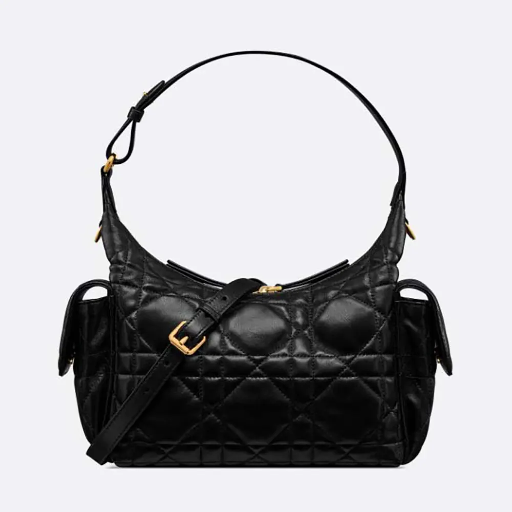 Dior Women Medium D-Dream Bag Black Macrocannage Lambskin