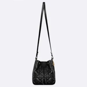 Dior Women Medium D-Motion Bag Black Macrocannage Lambskin