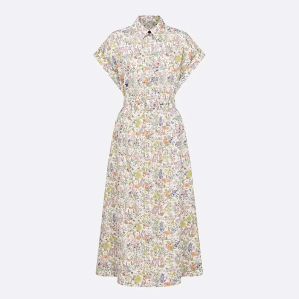 Dior Women Mid-Length Belted Shirtdress Cotton and Silk Poplin 557R71A3B50