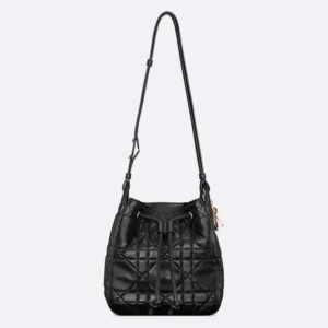Dior Women Small D-Motion Bag Black Macrocannage Lambskin